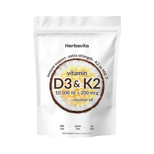 High-Potency Vitamin D3 & K2 Softgels by Herbavita