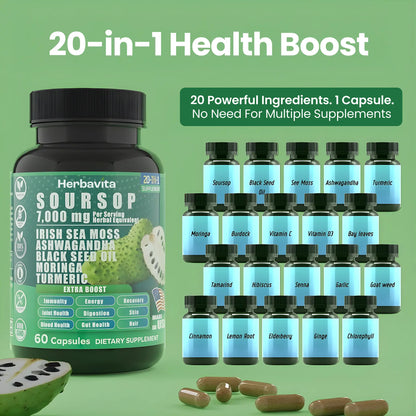 100% Organic 20-in-1 Soursop Capsules